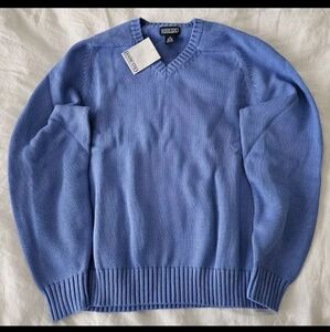 VINTAGE NWT Lands' End Deadstock Blue V-Neck Sweater M 38-40